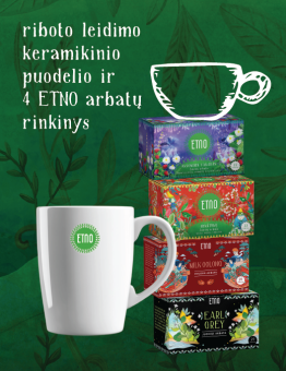 Sveikiname! Jūsų rankose – ETNO puodelis ir 4 rūšių arbata.