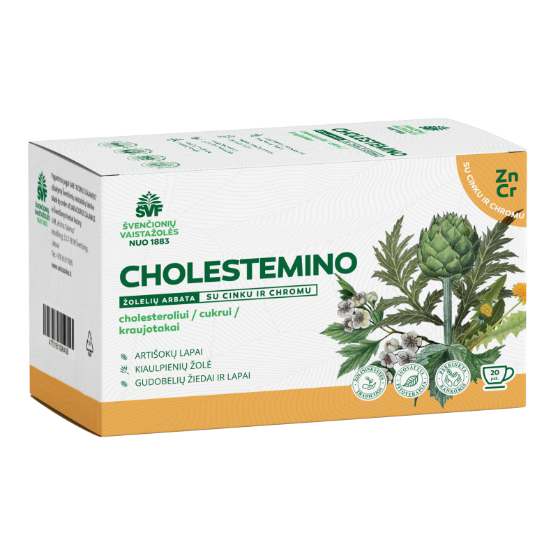 Cholestemino, herbal tea with zinc and chromium, for cholesterol, Švenčionių vaistažolės, 20 tea bags