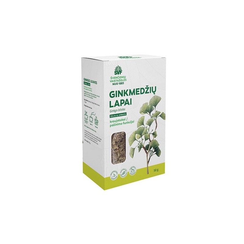 Ginkmedžių lapai, žolelių arbata, kraujotakai / pažinimo funkcijai, Švenčionių vaistažolės, 50 g