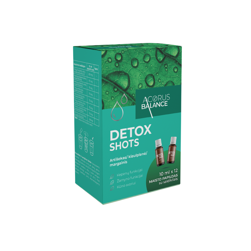 Detox shots, kepenų/žarnyno funkcijai, Acorus Balance, 12 vnt.