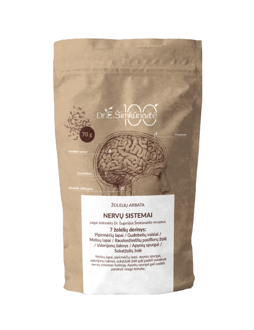 Nervų sistemai, biri žolelių arbata, Dr.E. Šimkūnaitė, 70 g