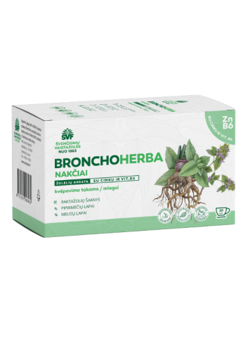 Bronchoherba nakčiai, žolelių arbata, su cinku ir vit.B6, Švenčionių vaistažolės, 20 pakelių