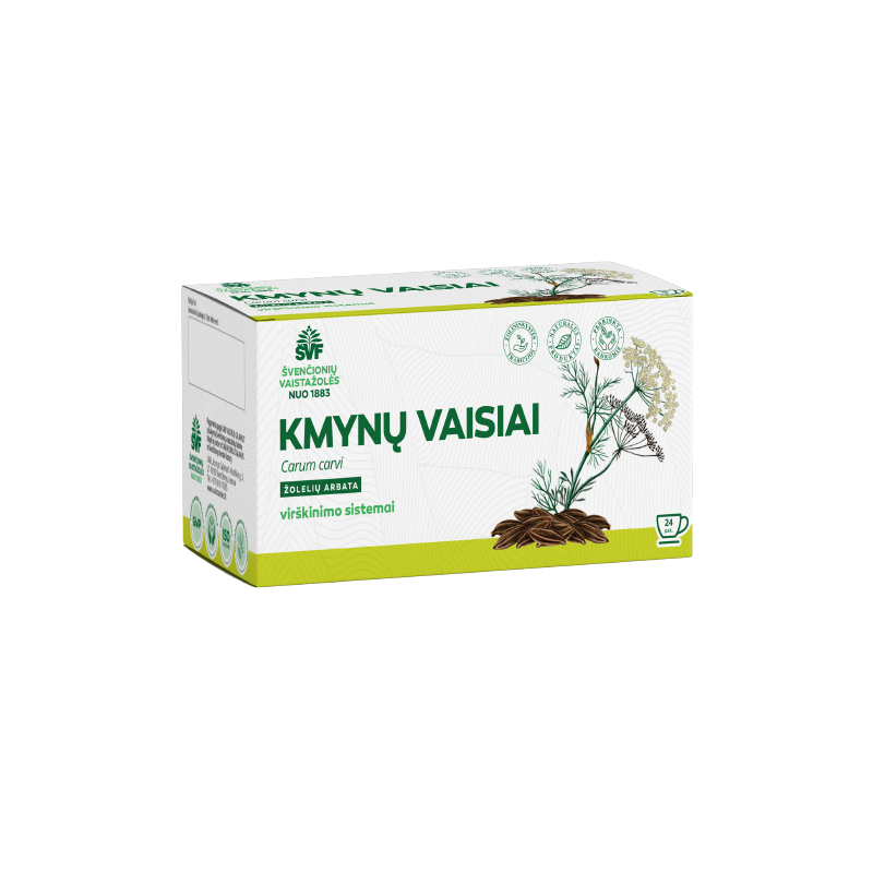 Kmynų vaisiai, žolelių arbata, virškinimo sistemai, Švenčionių vaistažolės, 24 pakeliai