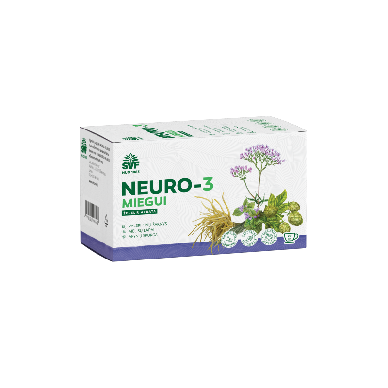 Neuro-3 miegui, žolelių arbata, Švenčionių vaistažolės, 20 pakelių