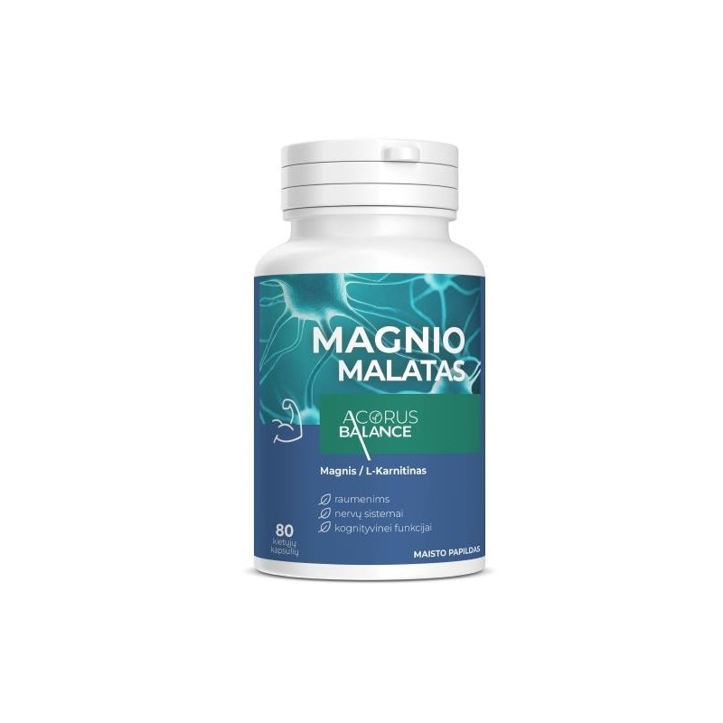 Magnio malatas, raumenims / nervų sistemai / kognityvinei funkcijai, Acorus Balance, 80 kaps.