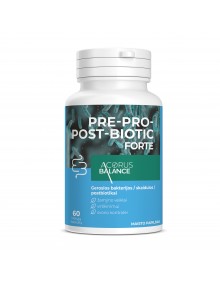 Pre-Pro-Post-Biotic forte, gerosios bakterijos, virškinimui, Acorus Balance, 60 vnt.