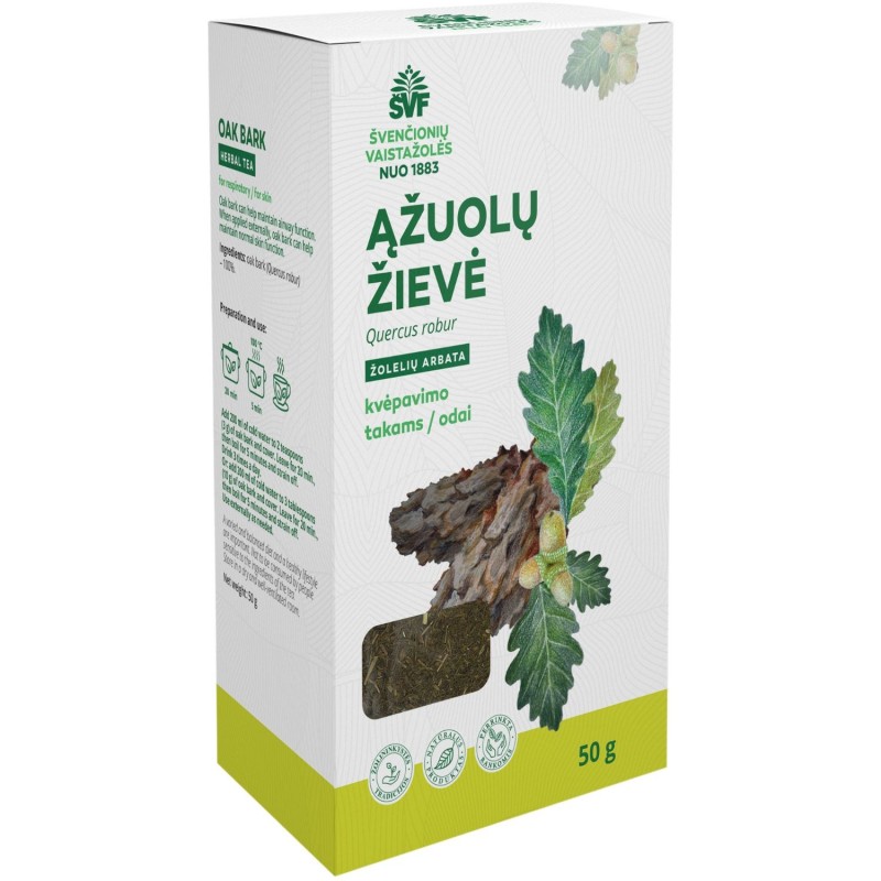 Ąžuolų žievė, žolelių arbata, kvėpavimo takams / odai , Švenčionių vaistažolės, 50 g