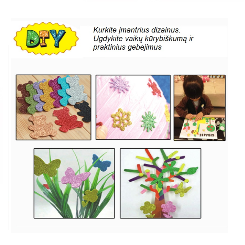 Dekoratyvinis blizgus popierius FOSKA 160g A4 įp.10 spalvų