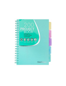 Studento knyga su spirale COOLPACK A4 200 puslapių/100 lapų, 5 skirtukai, langeliais, mėtinė sp.