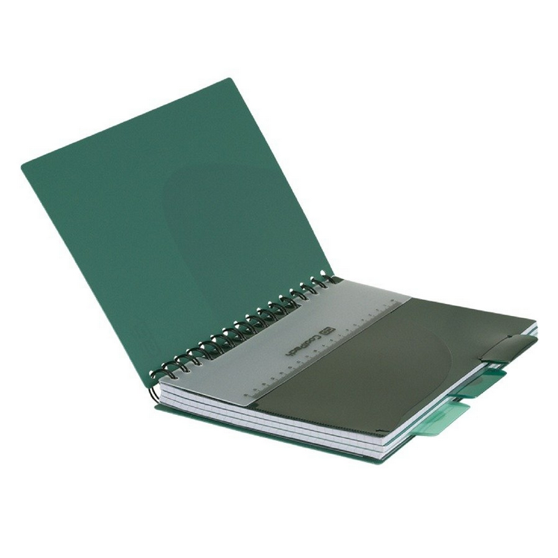 Studento knyga su spirale COOLPACK A4 200 puslapių/100 lapų, 5 skirtukai, langeliais, žalia sp.
