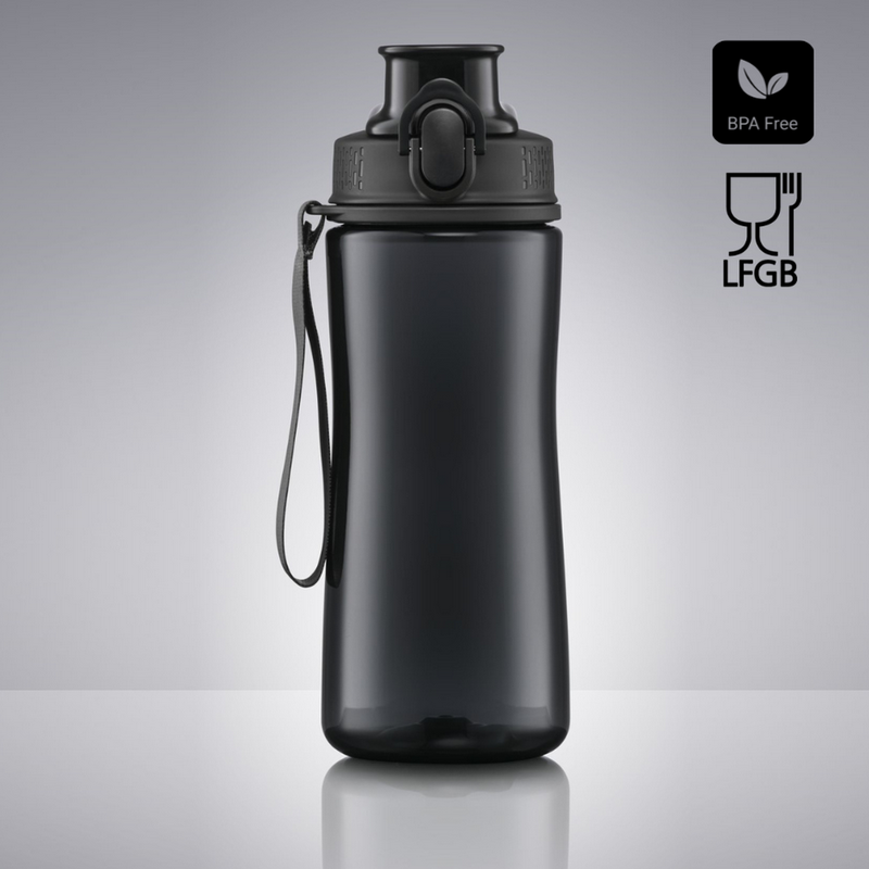 Gertuvė COLORISSIMO TRITAN, plastikinė 550ml, juodos spalvos