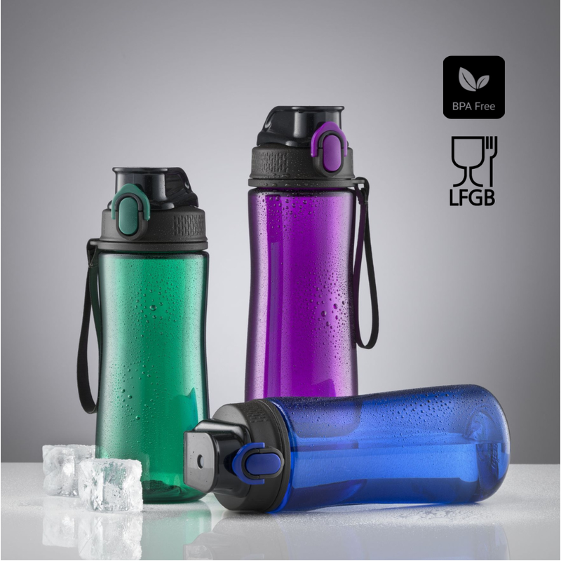 Gertuvė COLORISSIMO TRITAN, plastikinė 550ml, juodos spalvos