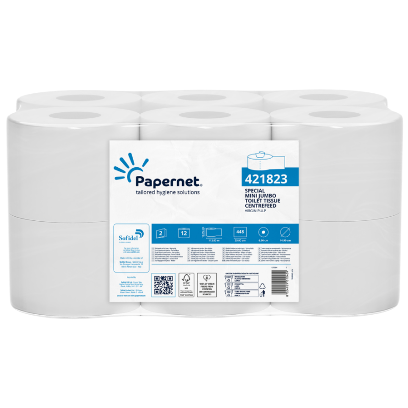 Tualetinis popierius ritinėlyje PAPERNET, traukiamas iš vidaus, 2sl.112m, 25x10,75x14,9cm įp.12