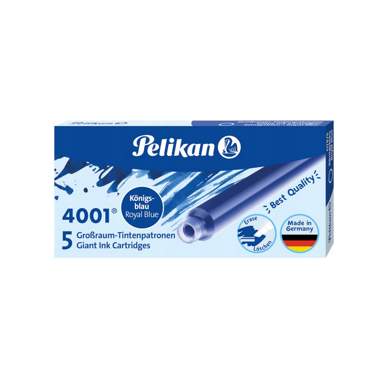 Rašalo kapsulės ilgos PELIKAN mėlynos 5 vnt.