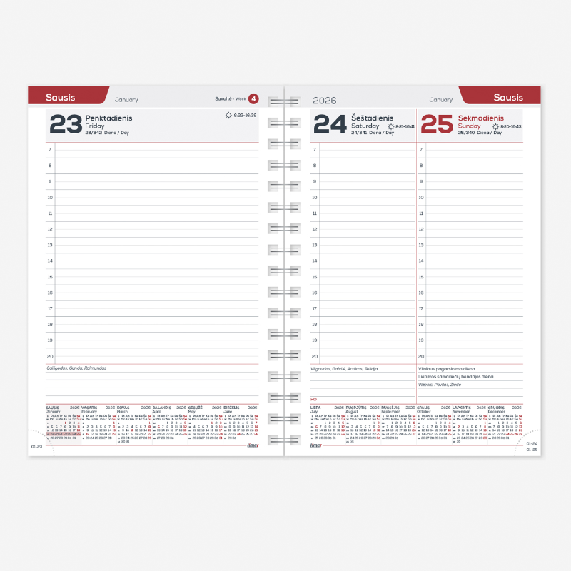 Darbo knyga - kalendorius SPIREX DAY TREND 2027m., A5, SPIRIT