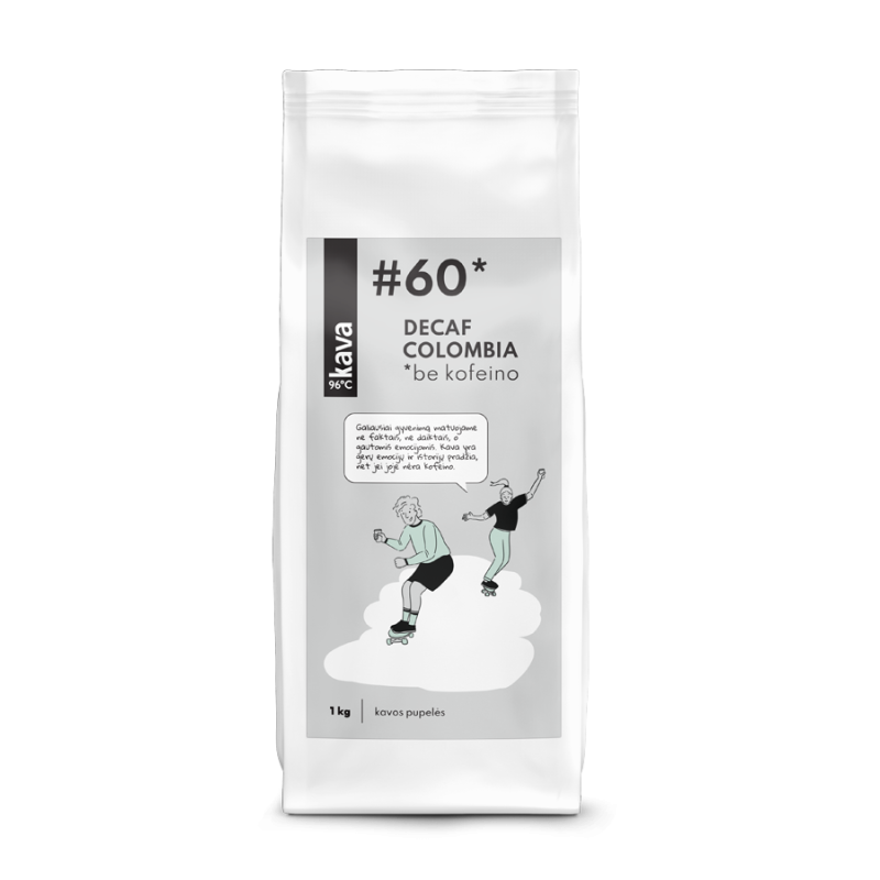 Skrudintos rūšinės rūšinės kavos pupelės be kofeino KAVA96 Nr.60, Colombia Decaf | Onelife.lt