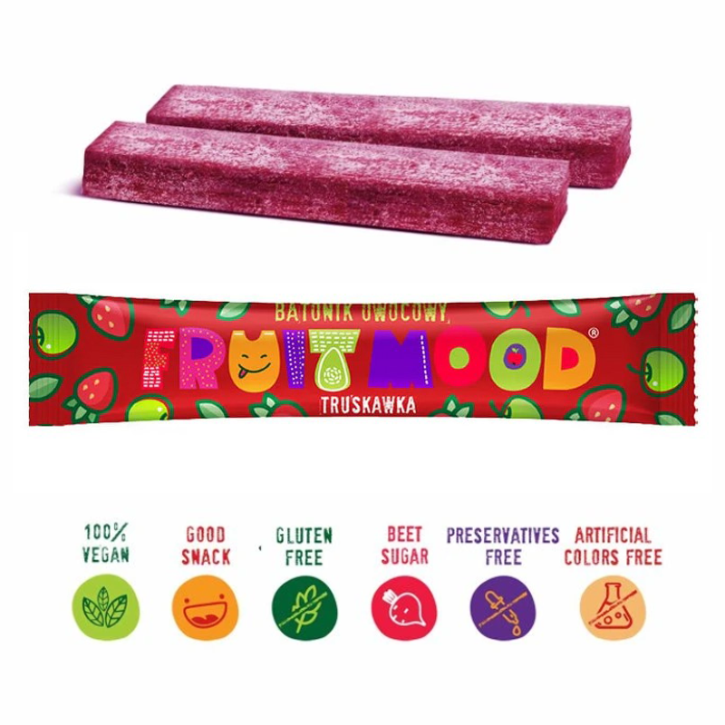 Vaisių batonėliai su braškėmis, FruitMood, 20 g