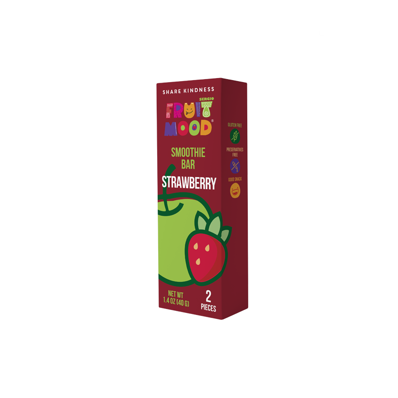 Vaisių batonėliai su braškėmis, FruitMood, (draugų pakuotė), 40 g