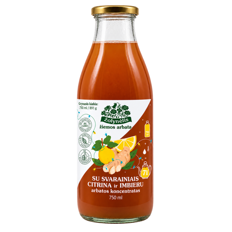 Arbatos koncentratas su svarainiais su citrina ir imbieru, Žolynėlis, 750 ml | Onelife.lt