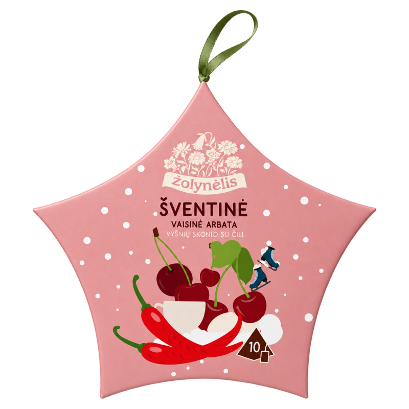 Šventinė vaisinė arbata su vyšniomis ir čili, Žolynėlis, 30 g., 10 pakelių