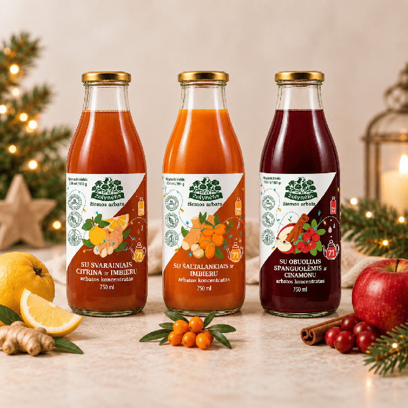 Arbatos koncentratas su svarainiais su citrina ir imbieru, Žolynėlis, 750 ml | Onelife.lt