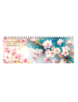 Horizontalus stalo kalendorius MEMO CARD CHERRY BLOSSOM 2027m., laminuoto kartono viršeliu