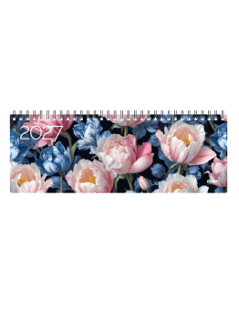 Horizontalus stalo kalendorius MEMO CARD TULIPS 2027m., laminuoto kartono viršeliu
