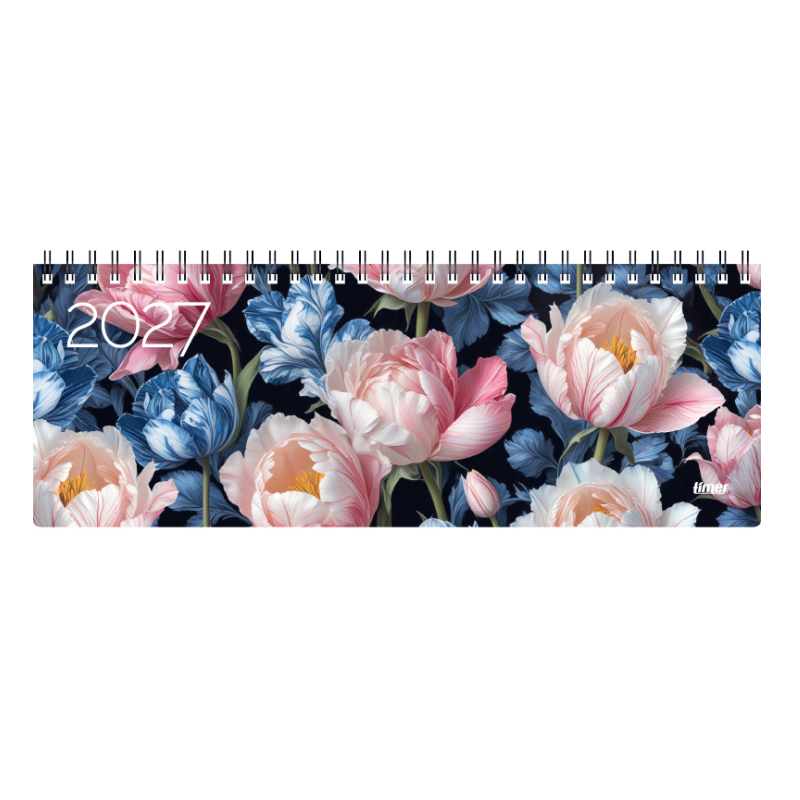 Horizontalus stalo kalendorius MEMO CARD TULIPS 2027m., laminuoto kartono viršeliu