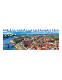 Horizontalus stalo kalendorius MEMO CARD KAUNAS 2027m., laminuoto kartono viršeliu