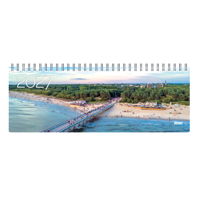 Horizontalus stalo kalendorius MEMO CARD PALANGA 2027m., laminuoto kartono viršeliu