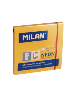 Lipnūs lapeliai MILAN NEON 76x76mm oranžinės spalvos, 100 lapelių