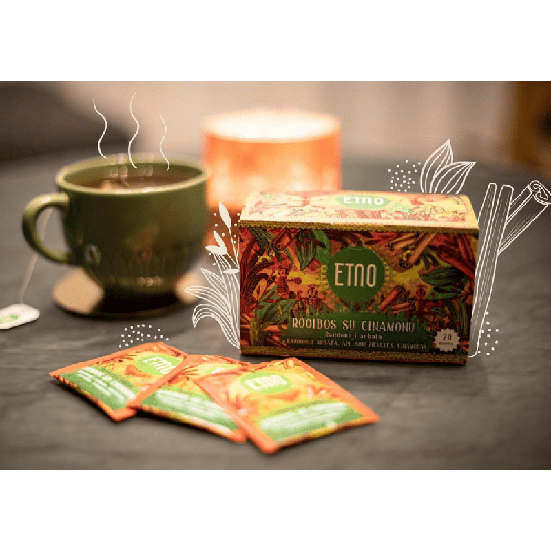 Raudonoji arbata rooibos su cinamonu ETNO, 20 vnt.