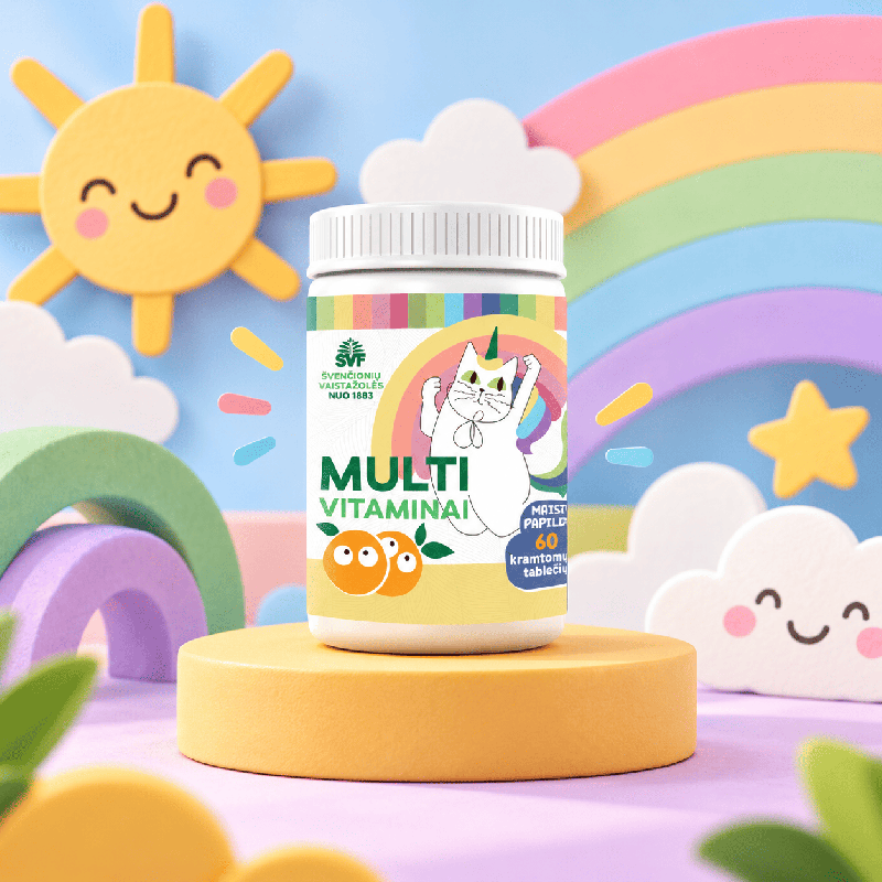 Multivitaminai vaikams, imunitetui, Švenčionių vaistažolės, 60 vnt.