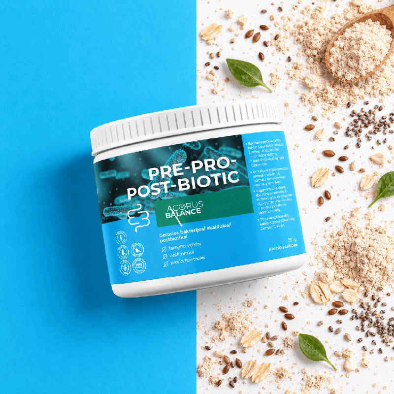 Pre-Pro-Post-Biotic, skaidulos su gerosiomis bakterijomis, žarnynui, 350 g