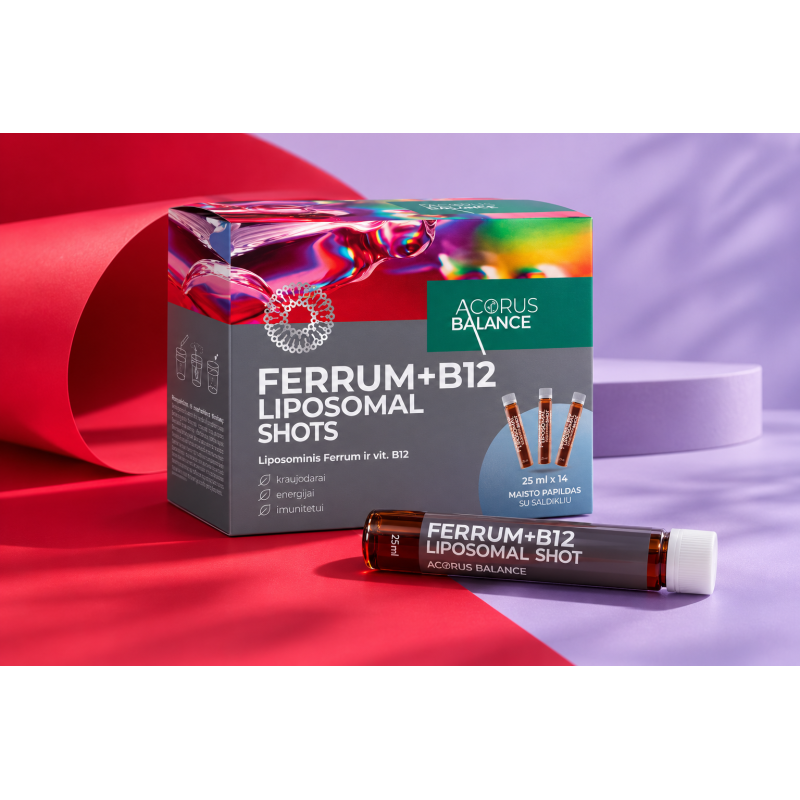 Ferrum + B12 Liposomal shots for blood formation, Acorus Balance, 14 pcs