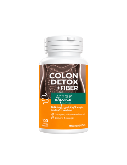 Skaidulos Colon detox + Fiber kapsulės, žarnynui, Acorus Balance, 100 vnt.