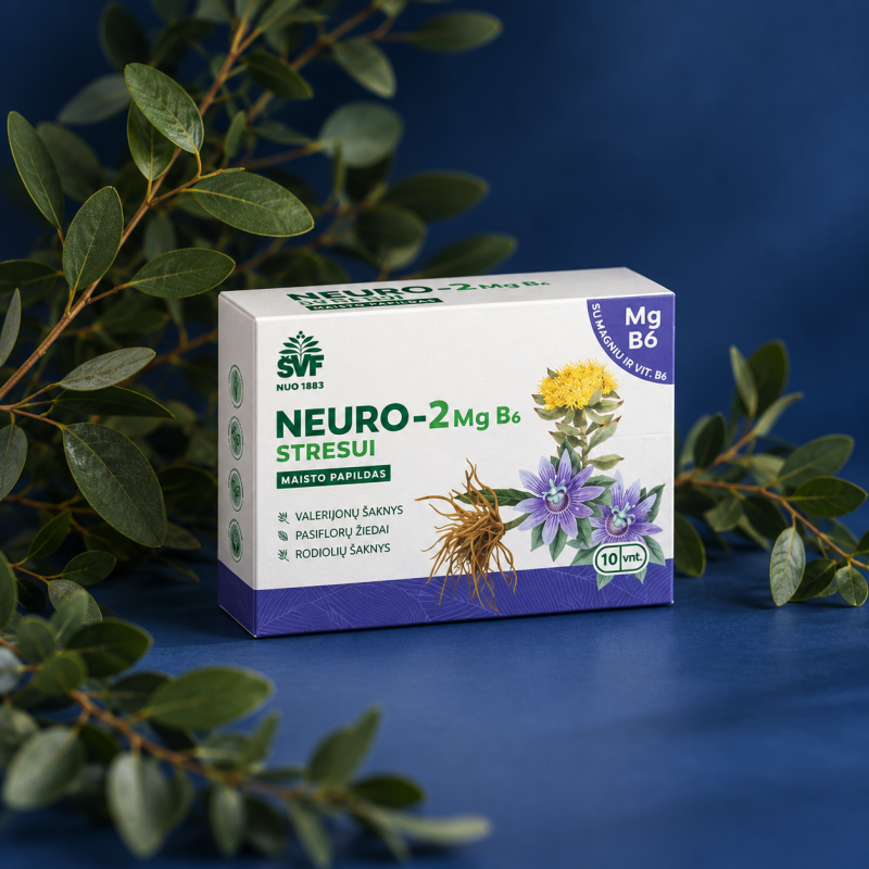 Kapsulės Neuro-2 stresui MG B6, Švenčionių vaistažolės, N10