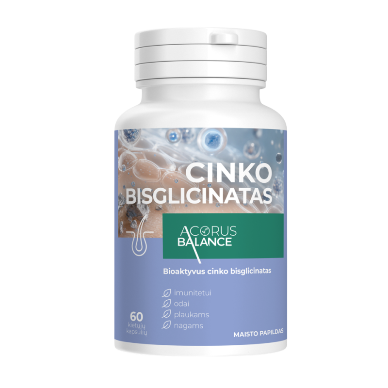 Zinc bisglycinate, Acorus Balance, 60 capsules, 30 g | Onelife.lt