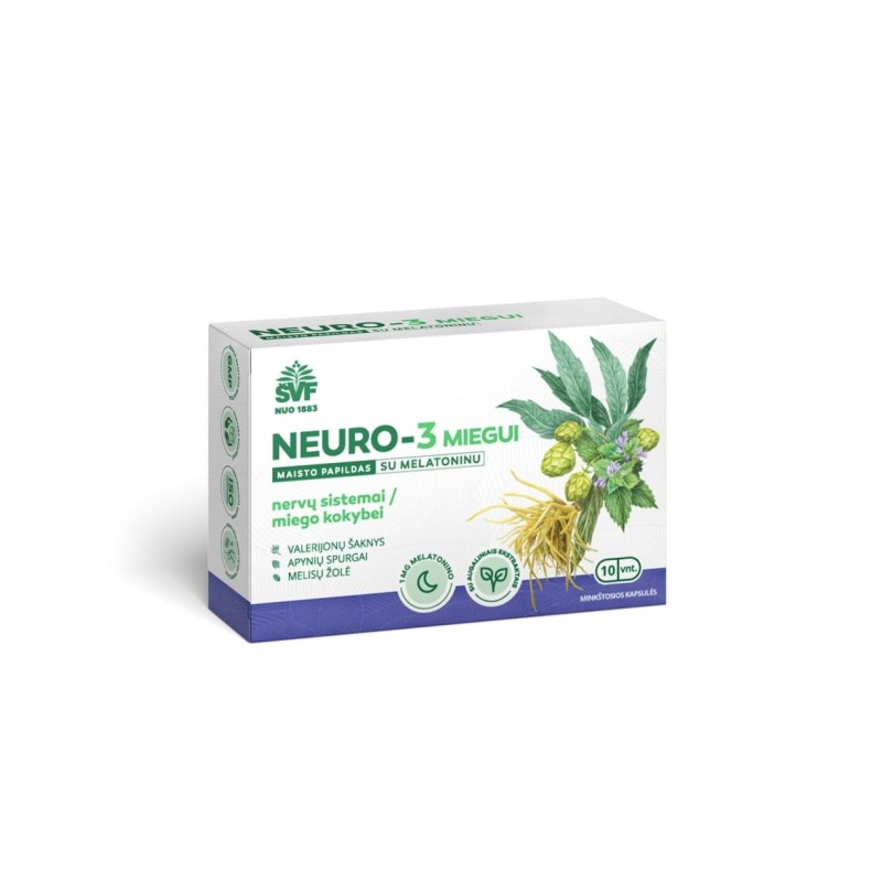 Kapsulės Neuro-3 miegui su melatoninu, 10 vnt.