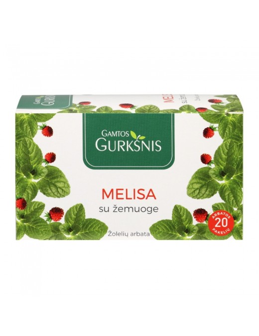 Arbata Gamtos Gurkšnis melisa su žemuoge ŠVF, 20 vnt.