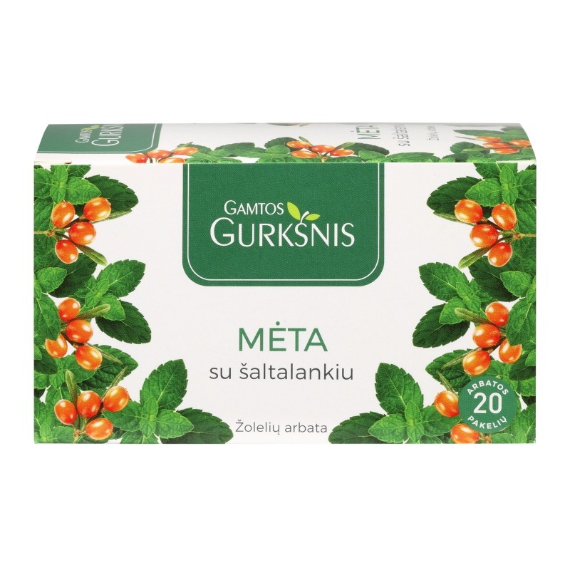 Mint with sea buckthorn herbal tea, Gamtos Gurkšnis, 20 tea bags
