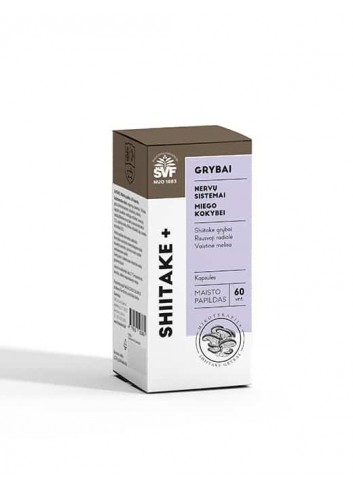SHIITAKE+, grybai, maisto papildai nervams, miegui, 60 vnt.
