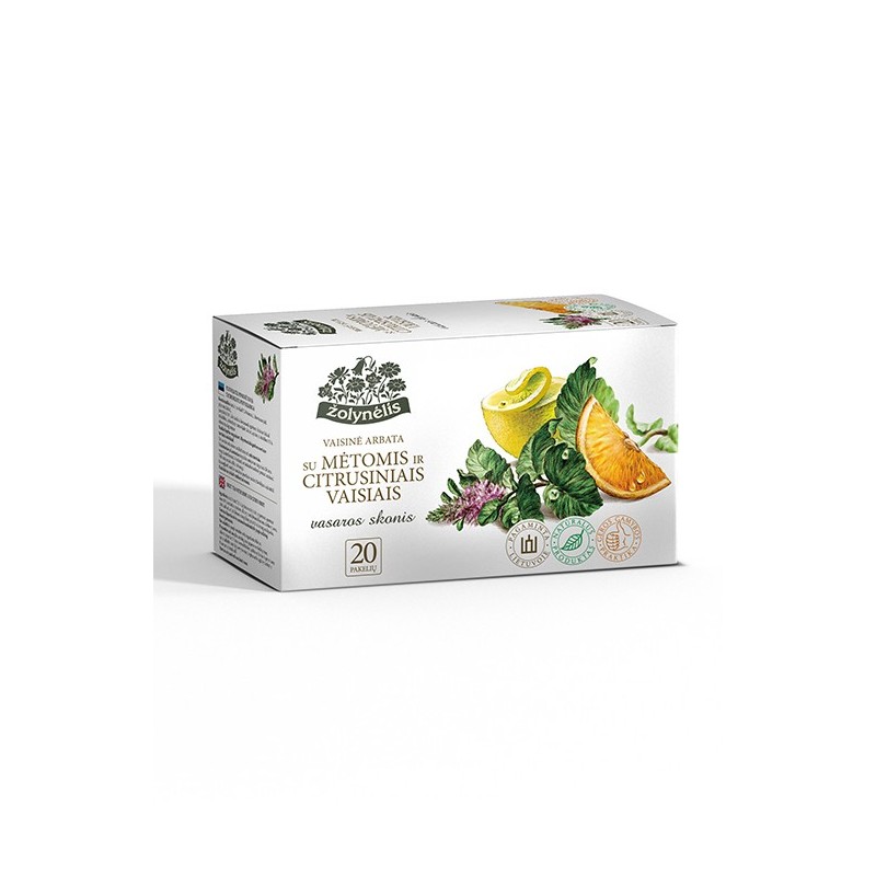 Arbata su mėtomis ir citrus. vaisiais ŽOLYNĖLIS, 20vnt