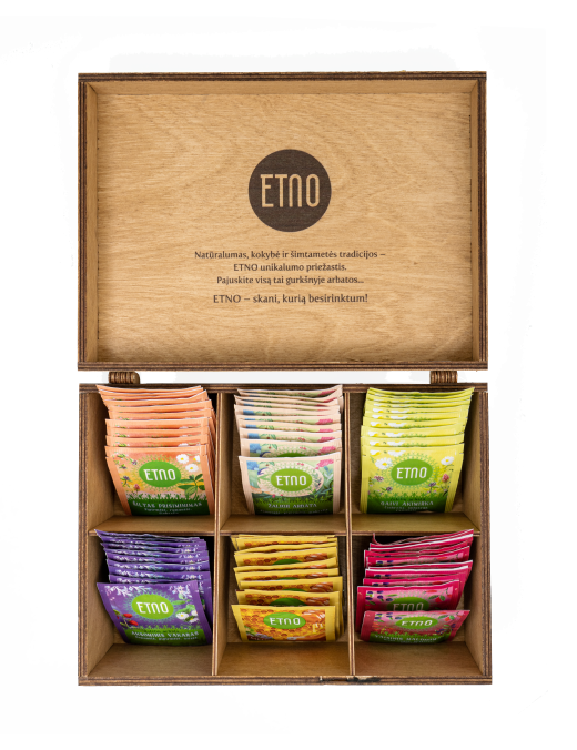 RINKINYS Žolelių arbatų ir medaus, medinė ETNO, 60 vnt.