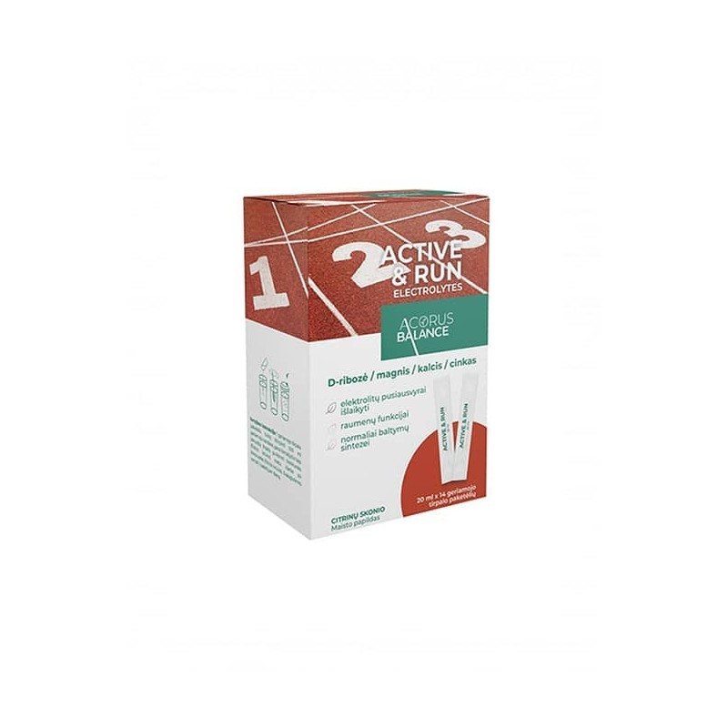 ACTIVE & RUN ELECTROLYTES, geriamasis tirpalas, 14 vnt.