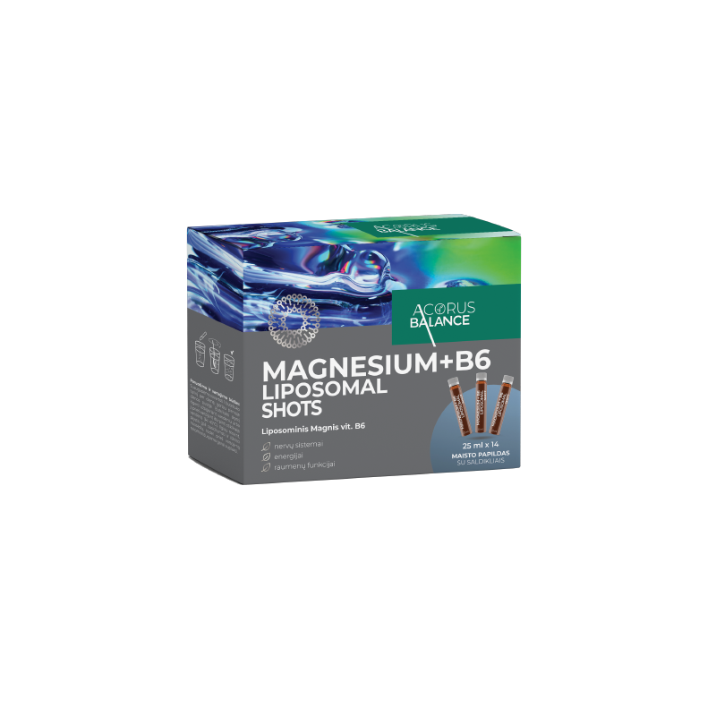Magnesium + vit.B6 Liposomal shots, 14 vnt.