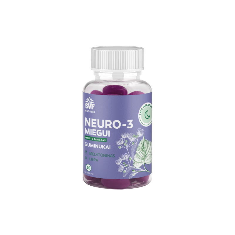 NEURO-3 MIEGUI guminukai su melatoninu, 60 vnt.