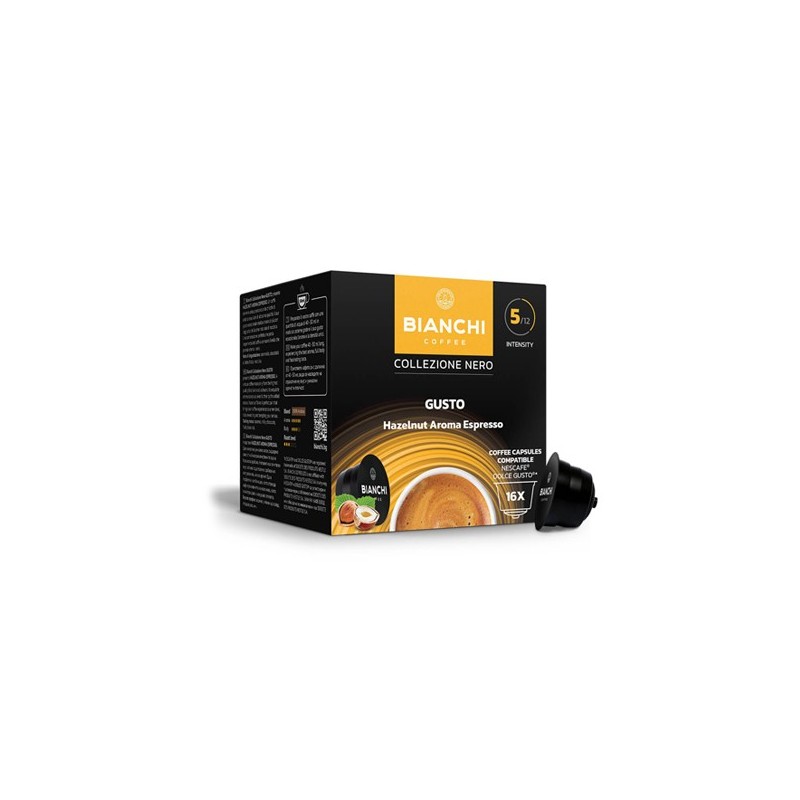 Kavos kapsulės BIANCHI Nero Gusto Hazelnut Aroma DG, 16 vnt.