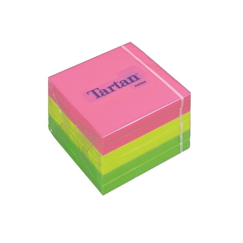 Lipnūs lapeliai TARTAN 76x76mm, 100l NEON spalvos įp.6