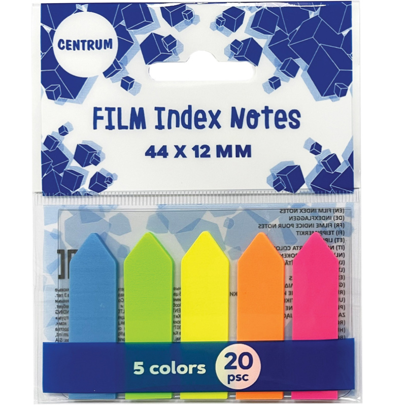 Indeksai žymekliai plast. strėlytės NEON 45x12mm 5sp.x20l. CENTRUM įp.72